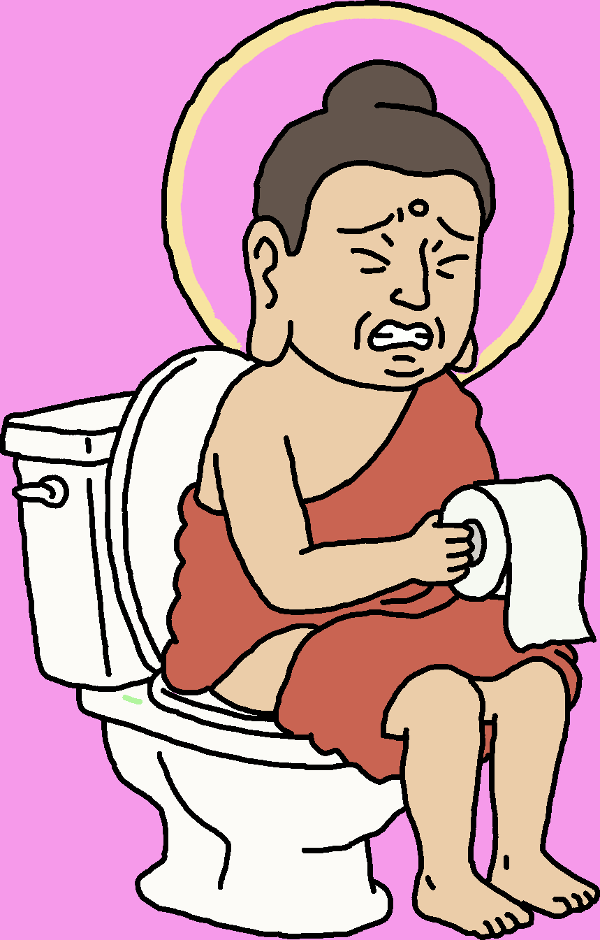 image of Amitābha buddha straining on the toilet